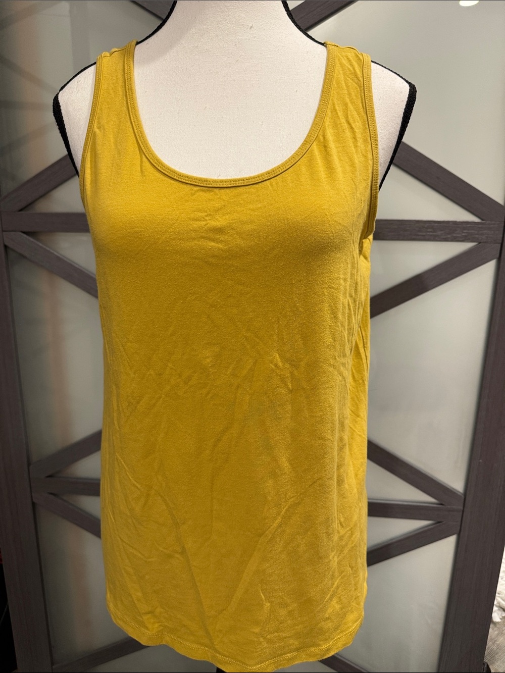 Multiples Petite Large PL Mustard Yellow Stretch Tank Top Cotton Modal